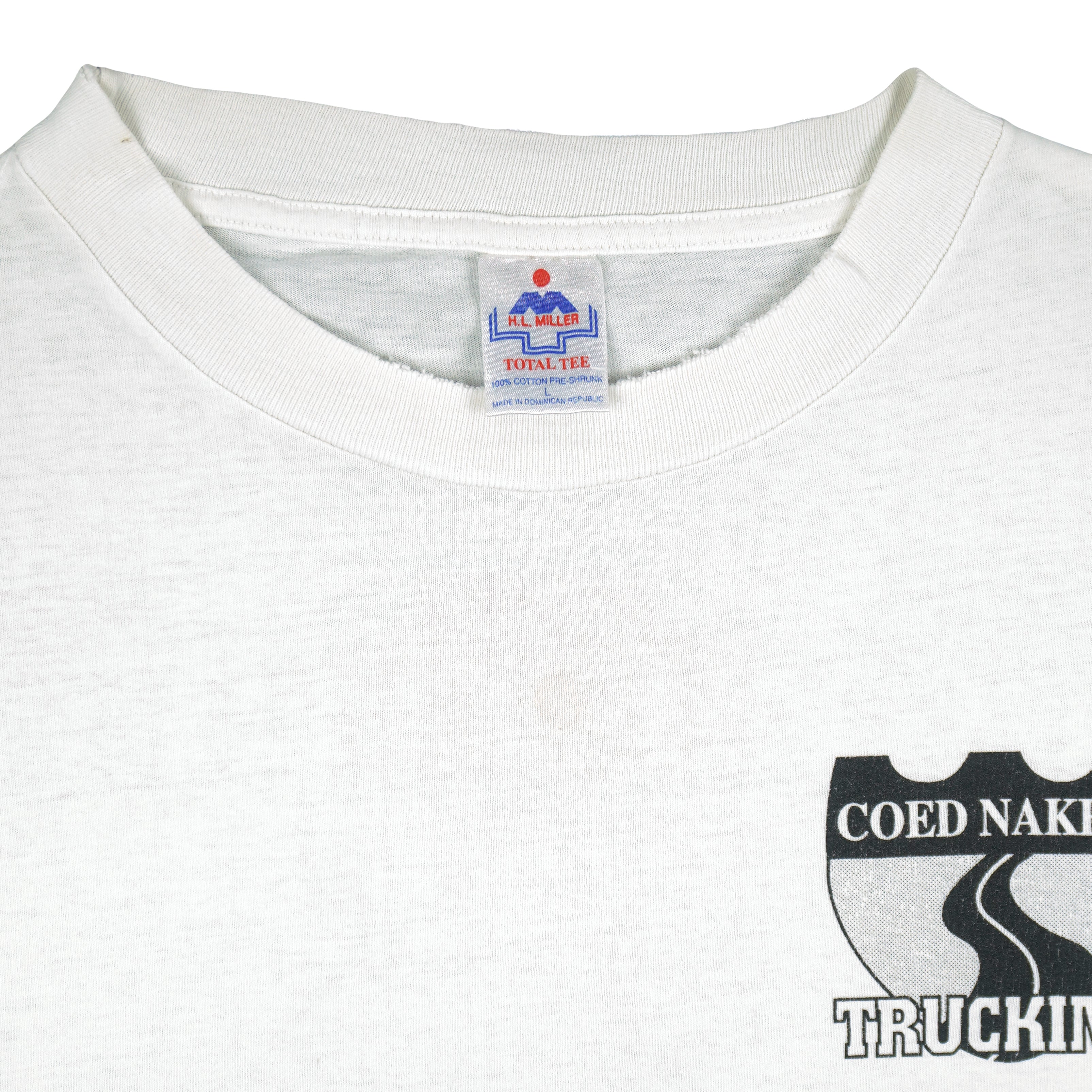 Vintage (H.L.Miller) - Coed Naked Trucking Single Stitch T-Shirt 1990s Large Vintage Retro