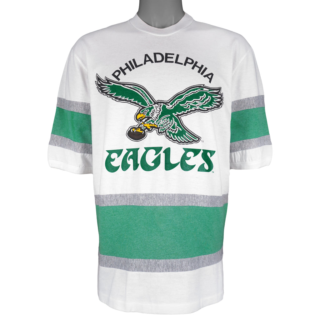 NFL (Nutmeg) - Philadelphia Eagles Big Logo Football Jersey 1990s Large Vintage Retro Football