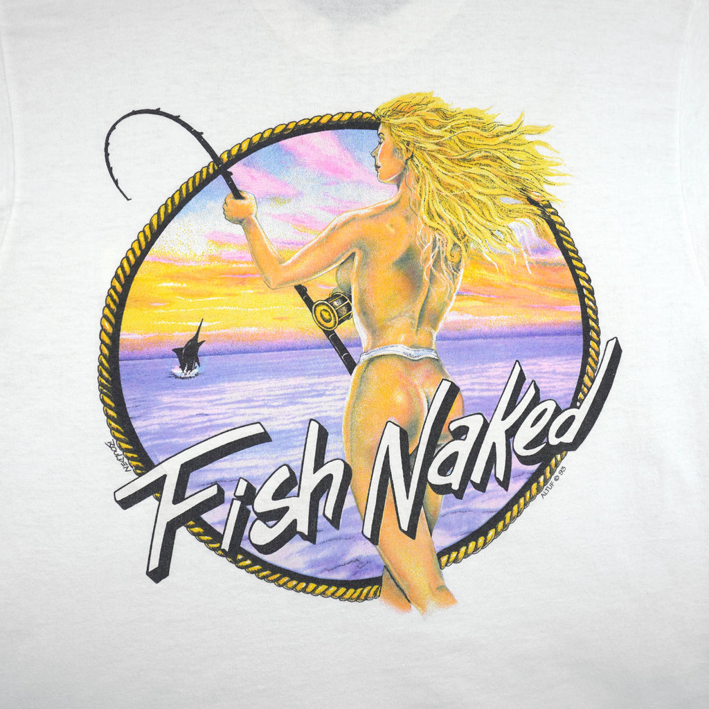 Vintage (Fruit Of The Loom) - Fish Naked Single Stitch T-Shirt 1993 Medium Vintage Retro