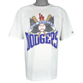 MLB (Logo 7) - Los Angeles Dodgers Single Stitch T-Shirt 1989 Medium Vintage Retro Baseball