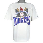 MLB (Logo 7) - Los Angeles Dodgers Single Stitch T-Shirt 1989 Medium Vintage Retro Baseball