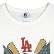 MLB (Logo 7) - Los Angeles Dodgers Single Stitch T-Shirt 1989 Medium Vintage Retro Baseball