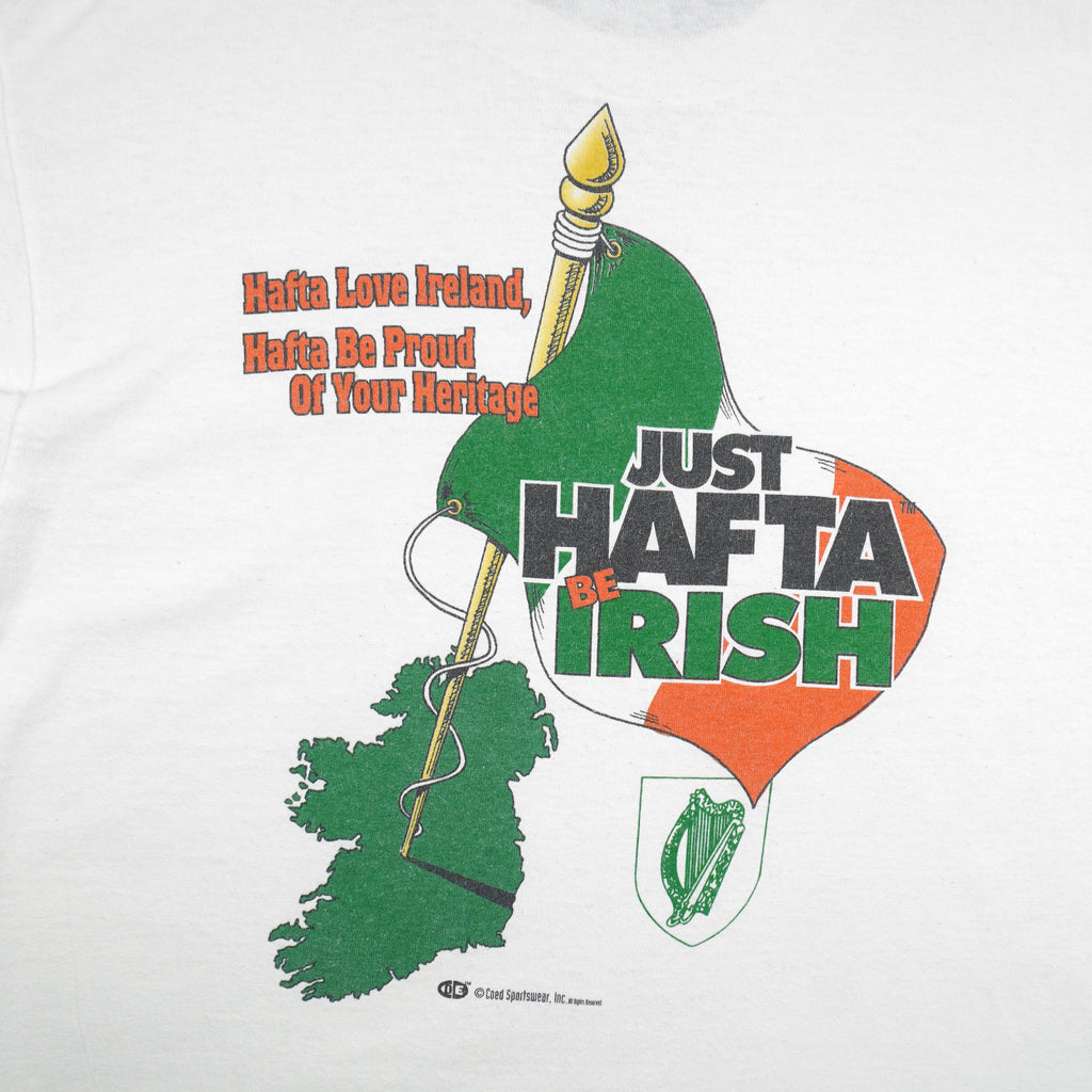 Vintage (Coed Sportswear) - Just Hafta Be Irish Single Stitch T-Shirt 1990s Large Vintage Retro