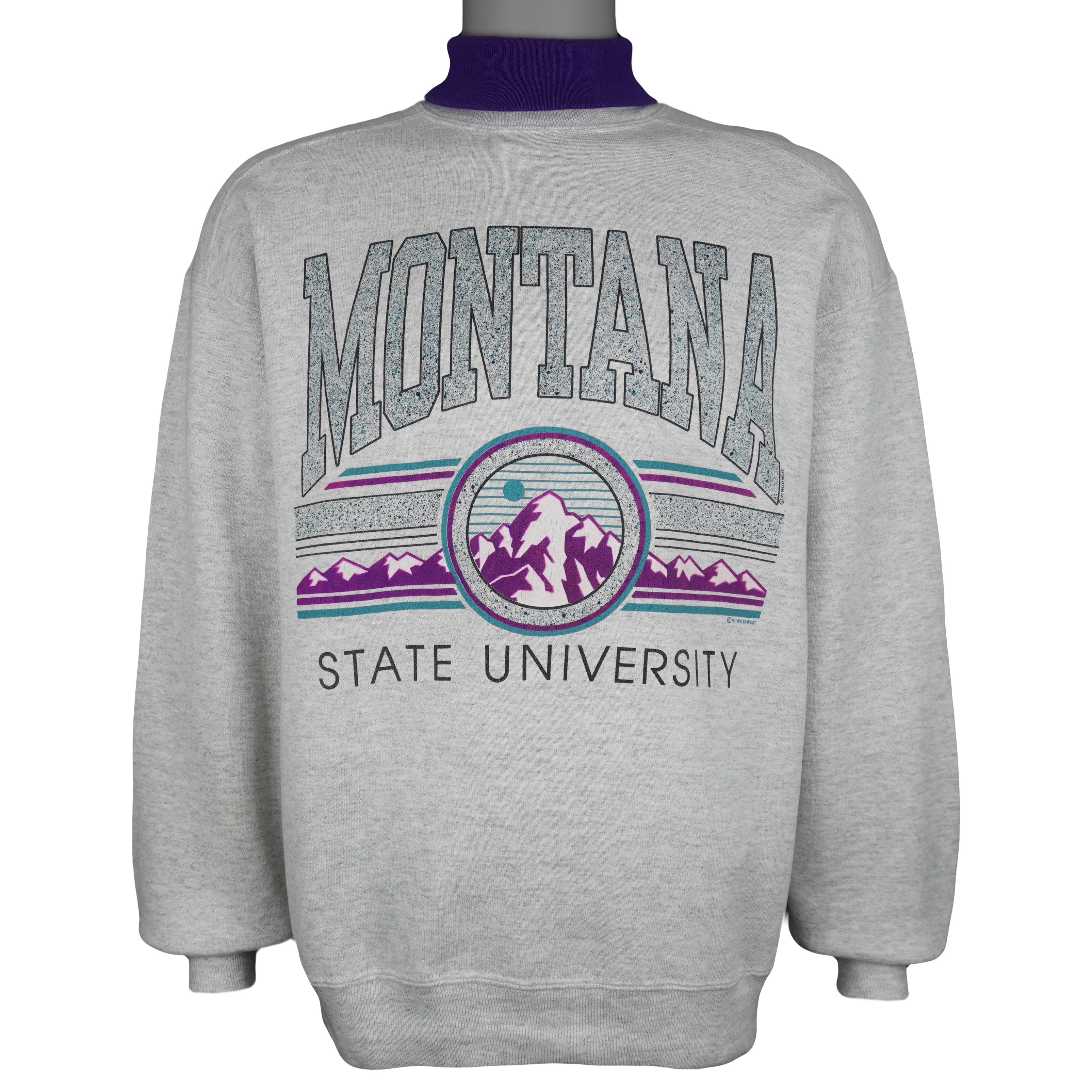 Vintage (Jerzees) - Montana State University Turtleneck Sweatshirt 1991 Large Vintage Retro