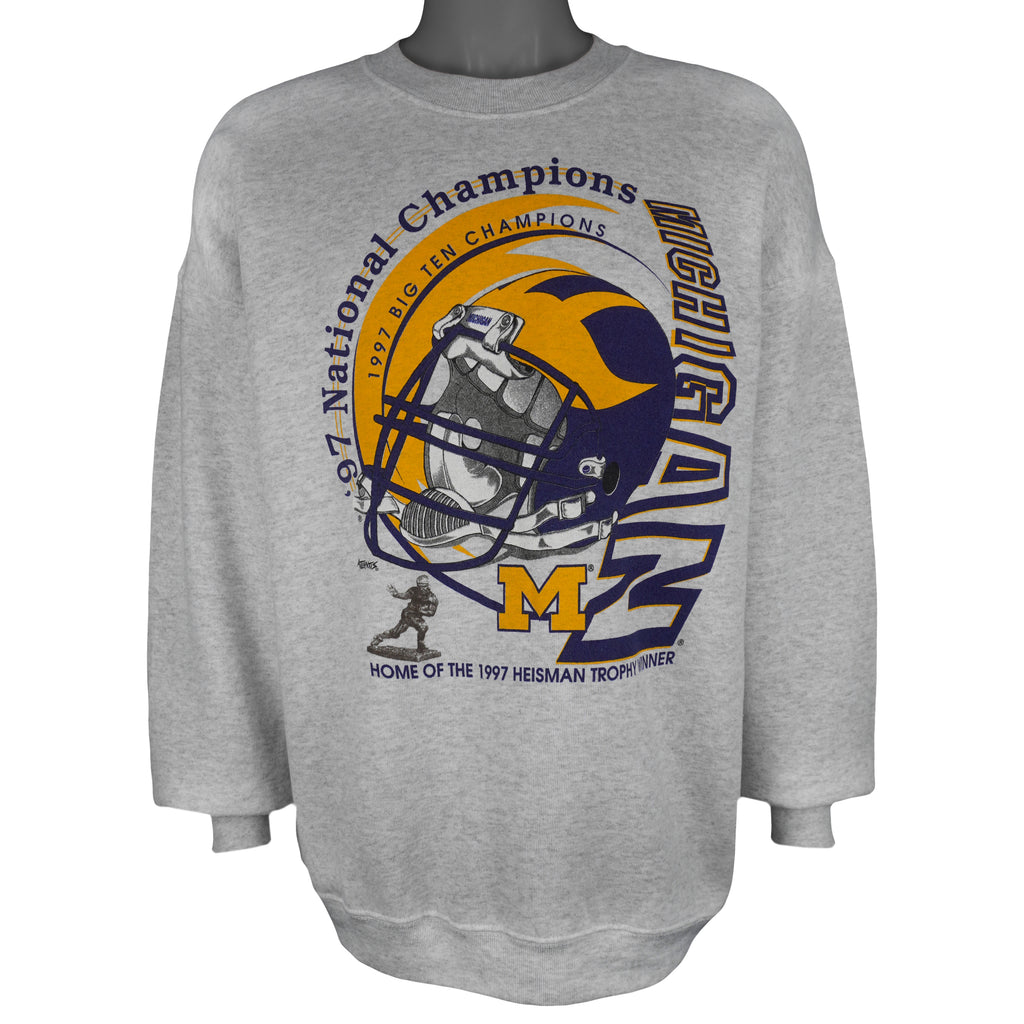 NFL - Michigan Wolverines Big Ten Champions Crew Neck Sweatshirt 1997 X-Large Vintage Retro Football