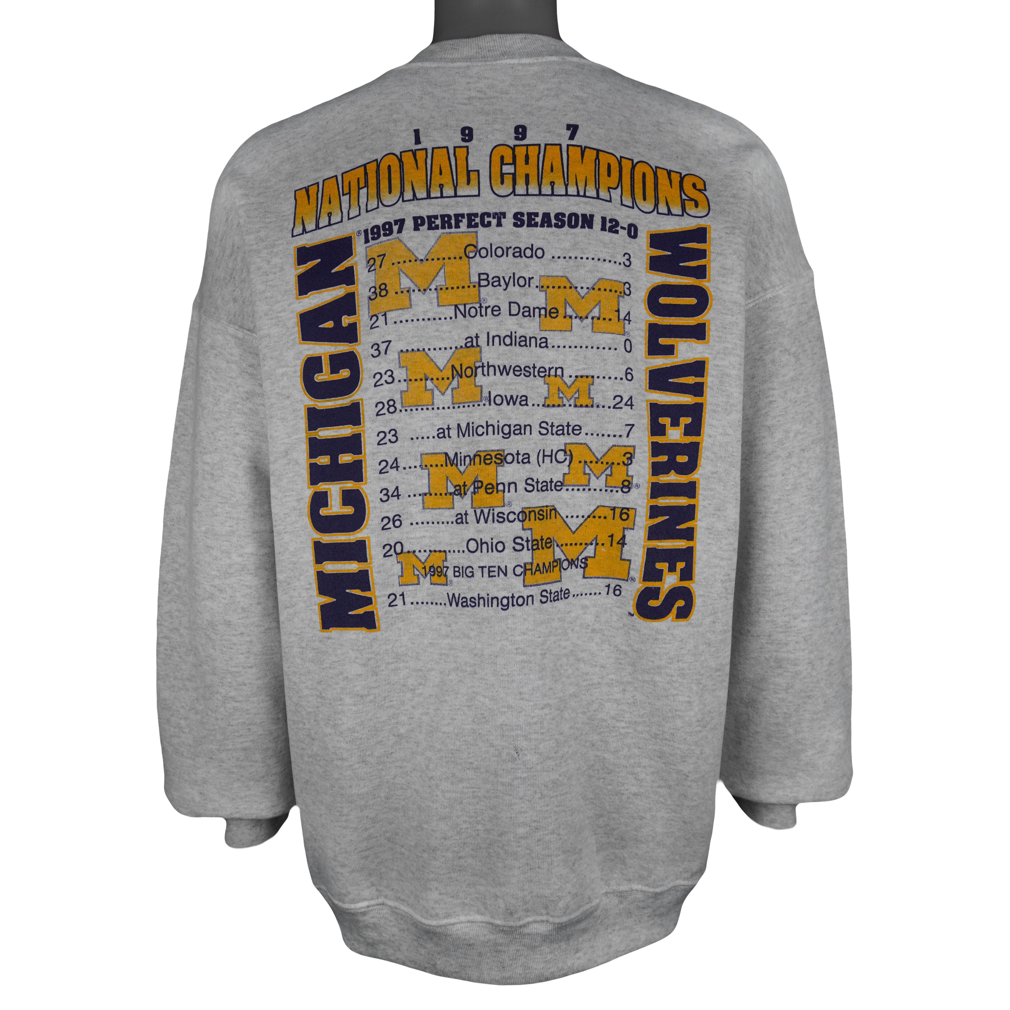 NFL - Michigan Wolverines Big Ten Champions Crew Neck Sweatshirt 1997 X-Large Vintage Retro Football