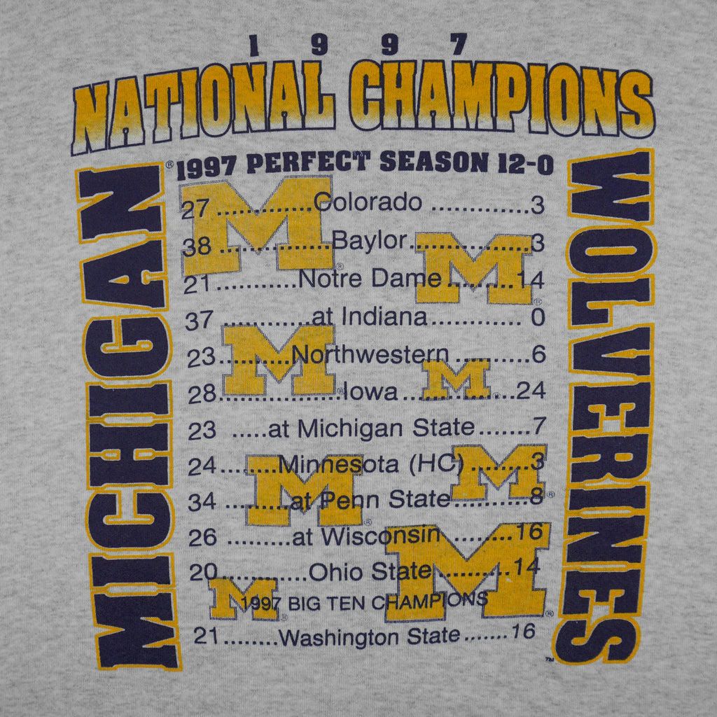 NFL - Michigan Wolverines Big Ten Champions Crew Neck Sweatshirt 1997 X-Large Vintage Retro Football