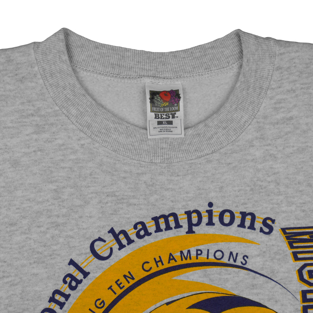 NFL - Michigan Wolverines Big Ten Champions Crew Neck Sweatshirt 1997 X-Large Vintage Retro Football