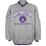 NCAA (Lee) - Northwestern Wildcats V-Neck Sweatshirt 1990s Large Vintage Retro