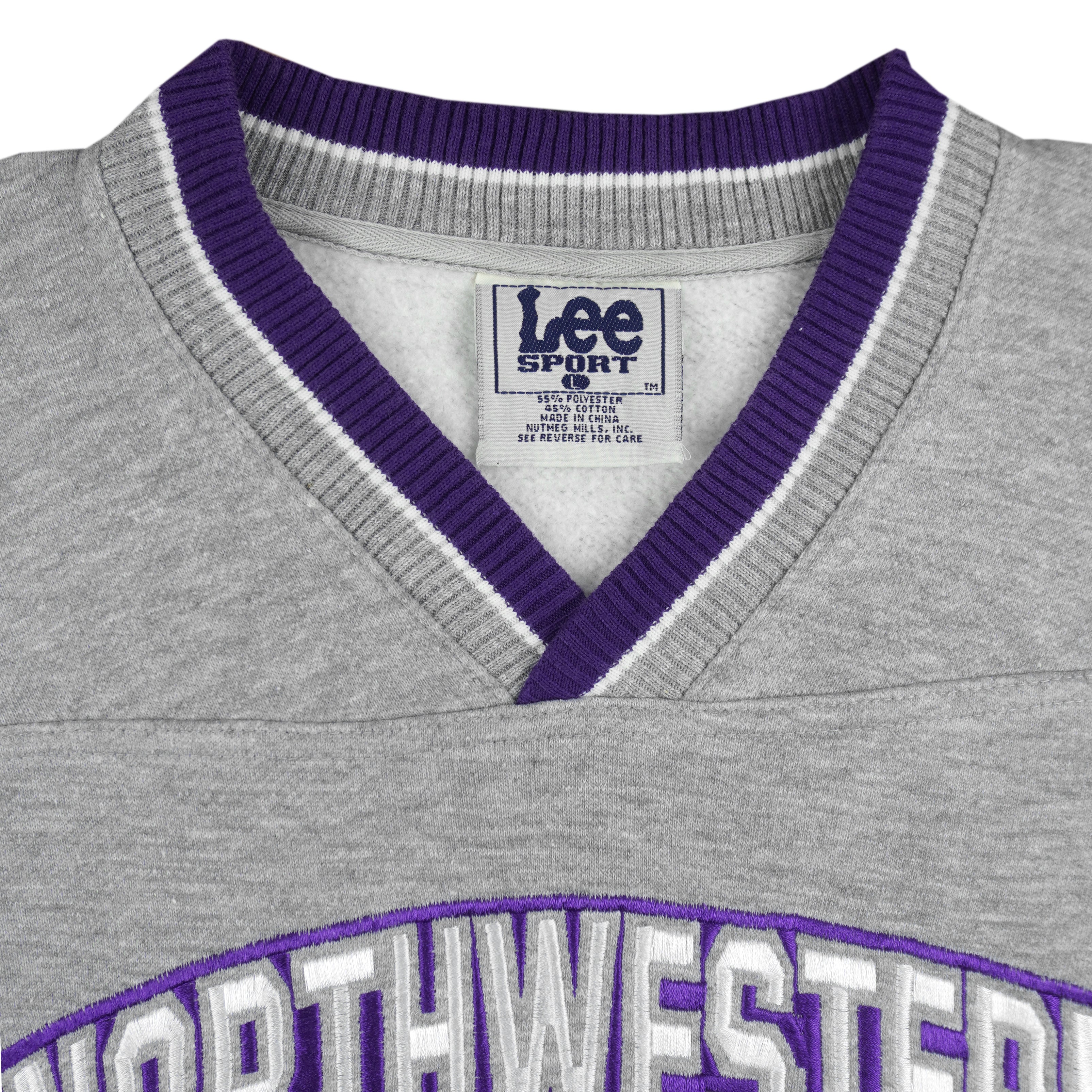 NCAA (Lee) - Northwestern Wildcats V-Neck Sweatshirt 1990s Large Vintage Retro