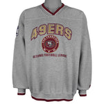 NFL (Lee) - San Francisco 49ers Embroidered V-Neck Sweatshirt 1990s Large Vintage Retro Football