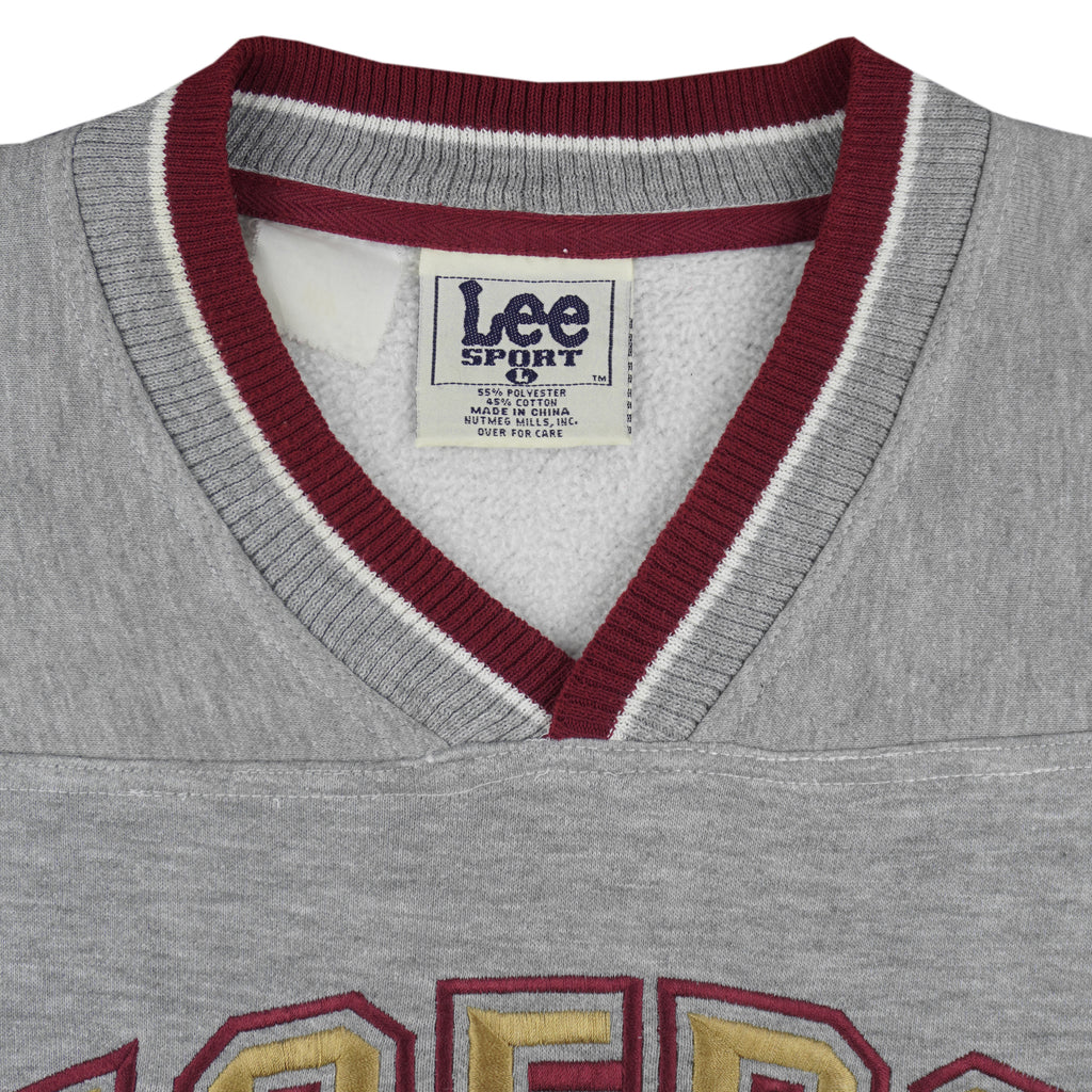 NFL (Lee) - San Francisco 49ers Embroidered V-Neck Sweatshirt 1990s Large Vintage Retro Football