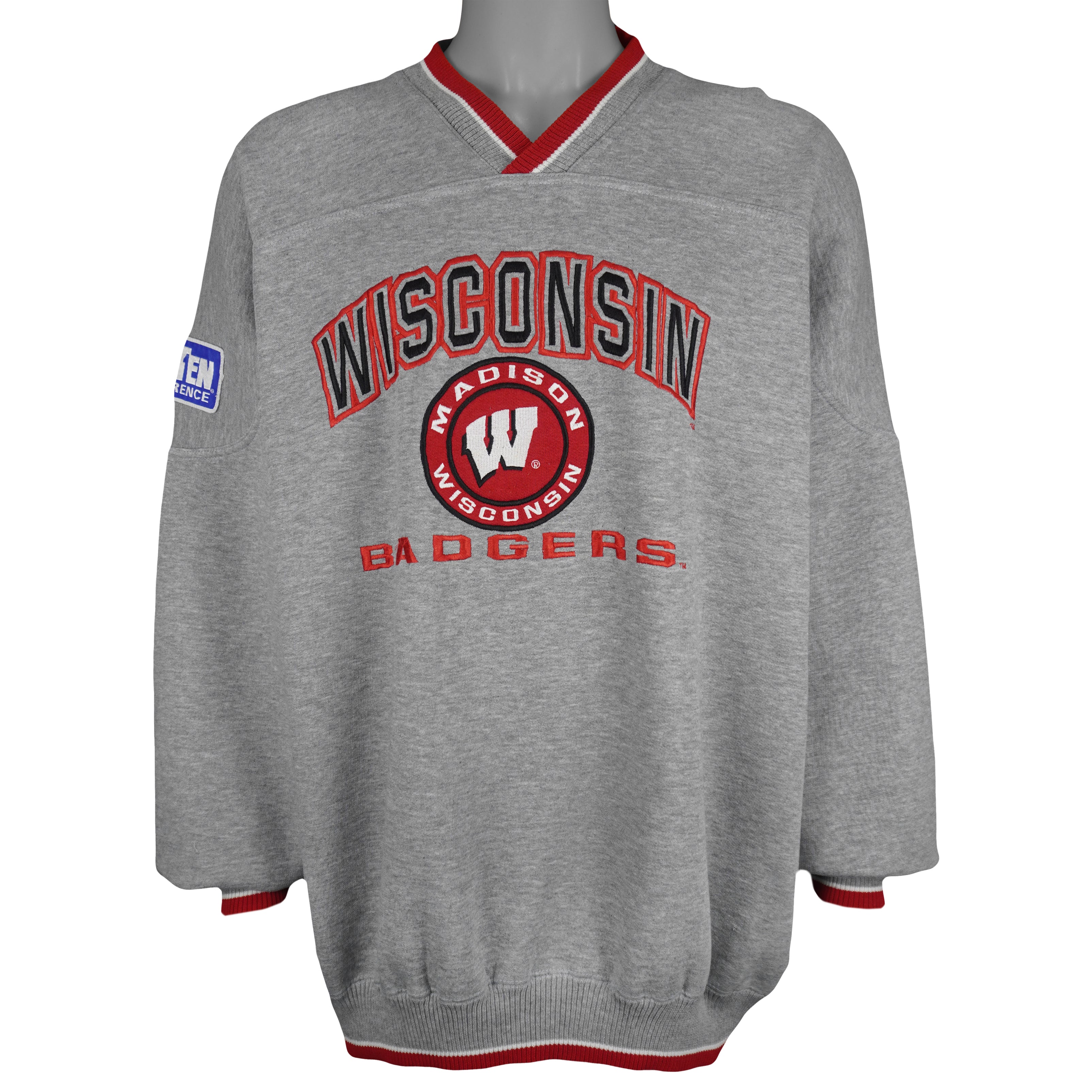 NCAA (Lee) - Wisconsin Badgers V-Neck Sweatshirt 1990s XX-Large Vintage Retro