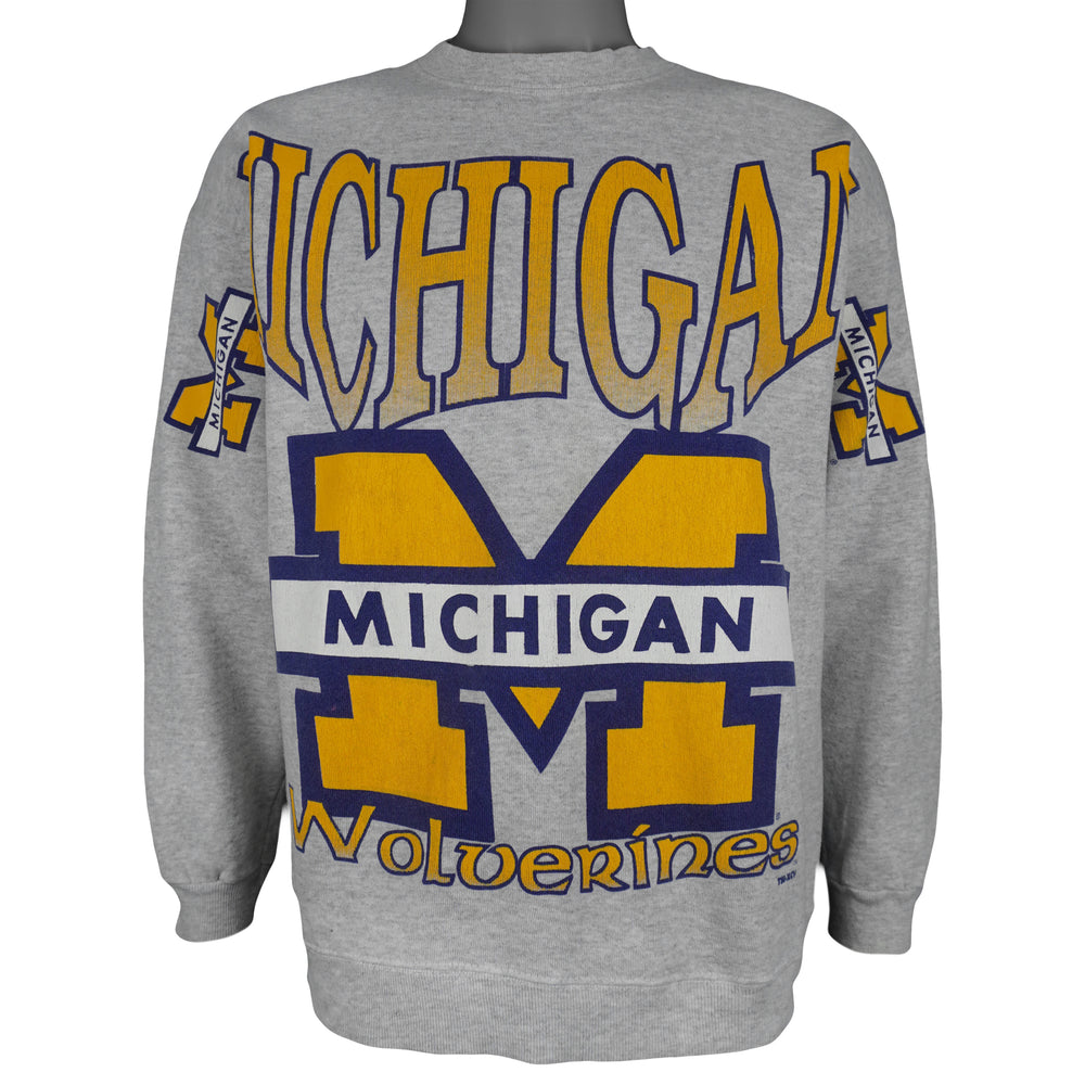 NCAA (TSI) - Michigan Wolverines Crew Neck Sweatshirt 1990s Large Vintage Retro