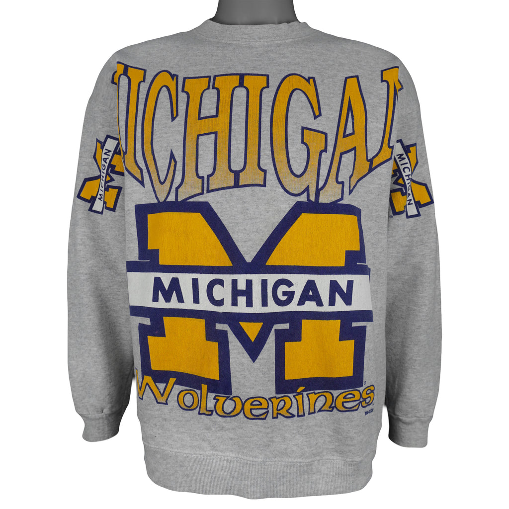 NCAA (TSI) - Michigan Wolverines Crew Neck Sweatshirt 1990s Large Vintage Retro