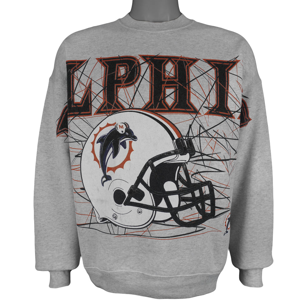 NFL - Miami Dolphins Helmet Crew Neck Sweatshirt 1990s X-Large Vintage Retro Football