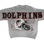 NFL - Miami Dolphins Helmet Crew Neck Sweatshirt 1990s X-Large Vintage Retro Football