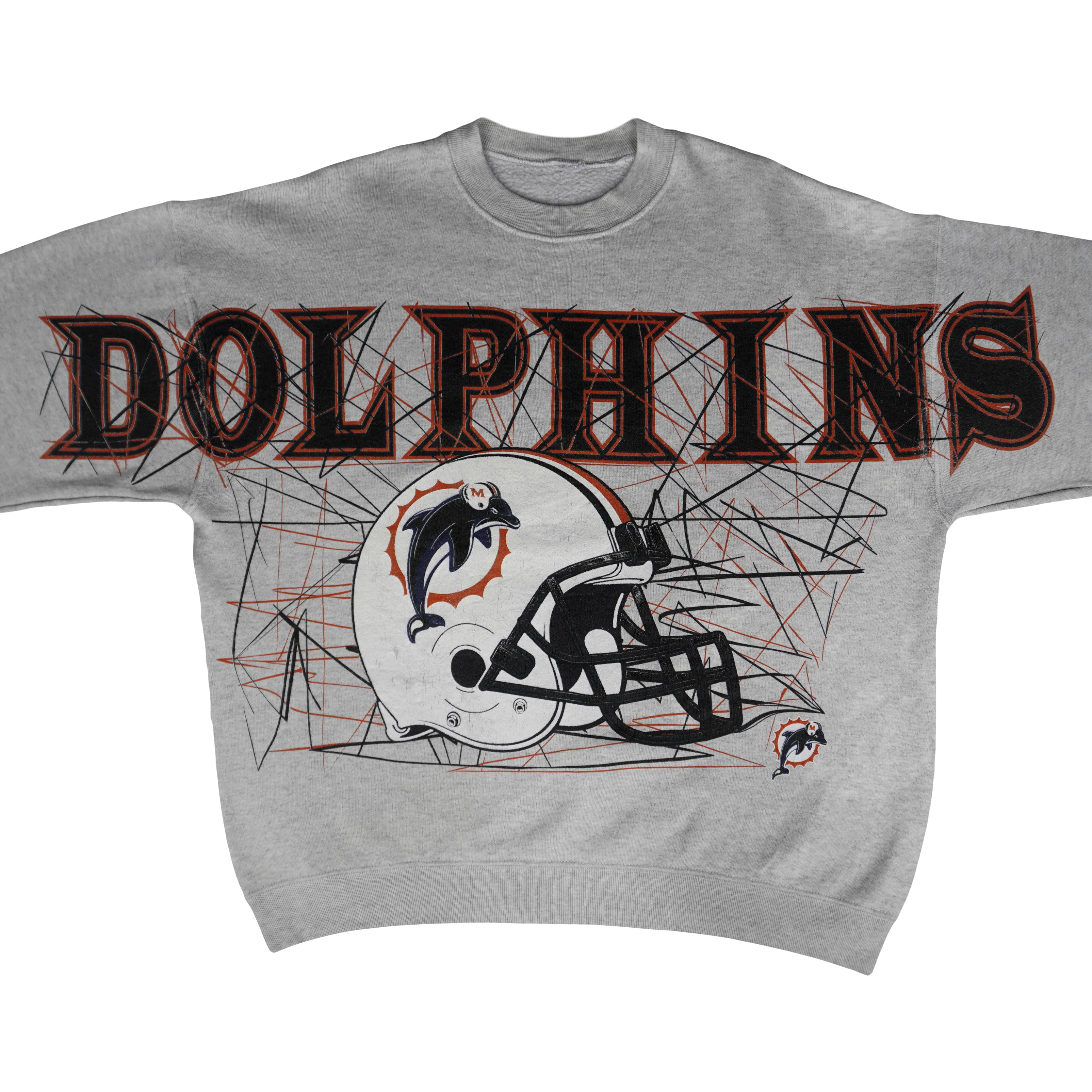 NFL - Miami Dolphins Helmet Crew Neck Sweatshirt 1990s X-Large Vintage Retro Football