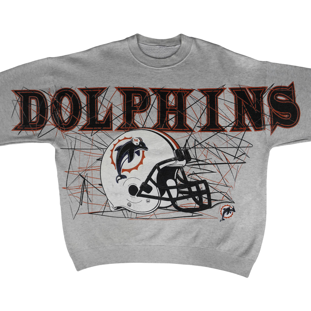 NFL - Miami Dolphins Helmet Crew Neck Sweatshirt 1990s X-Large Vintage Retro Football