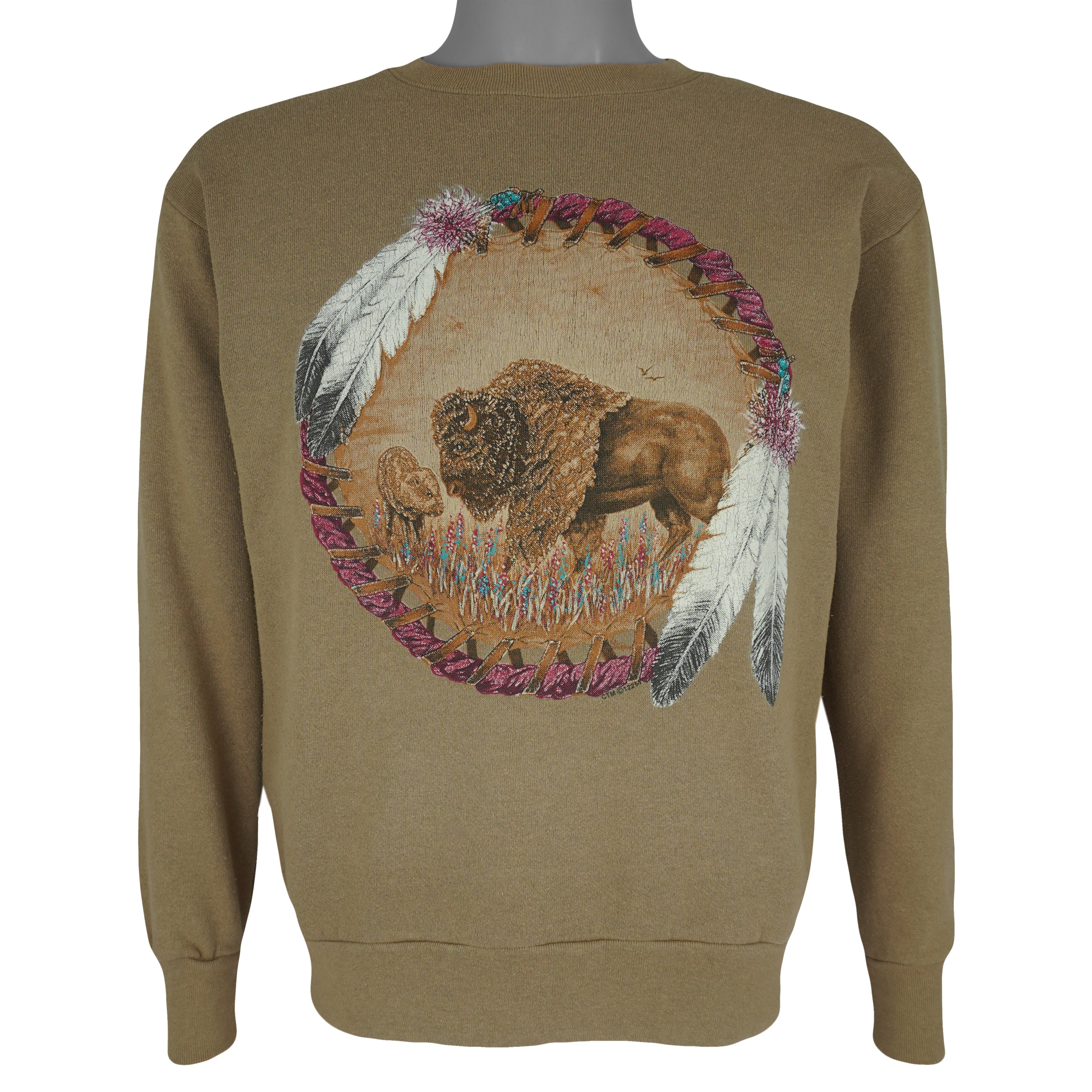 Vintage (Delta) - Buffalo Dreamcatcher Crew Neck Sweatshirt 1990s Medium Vintage Retro