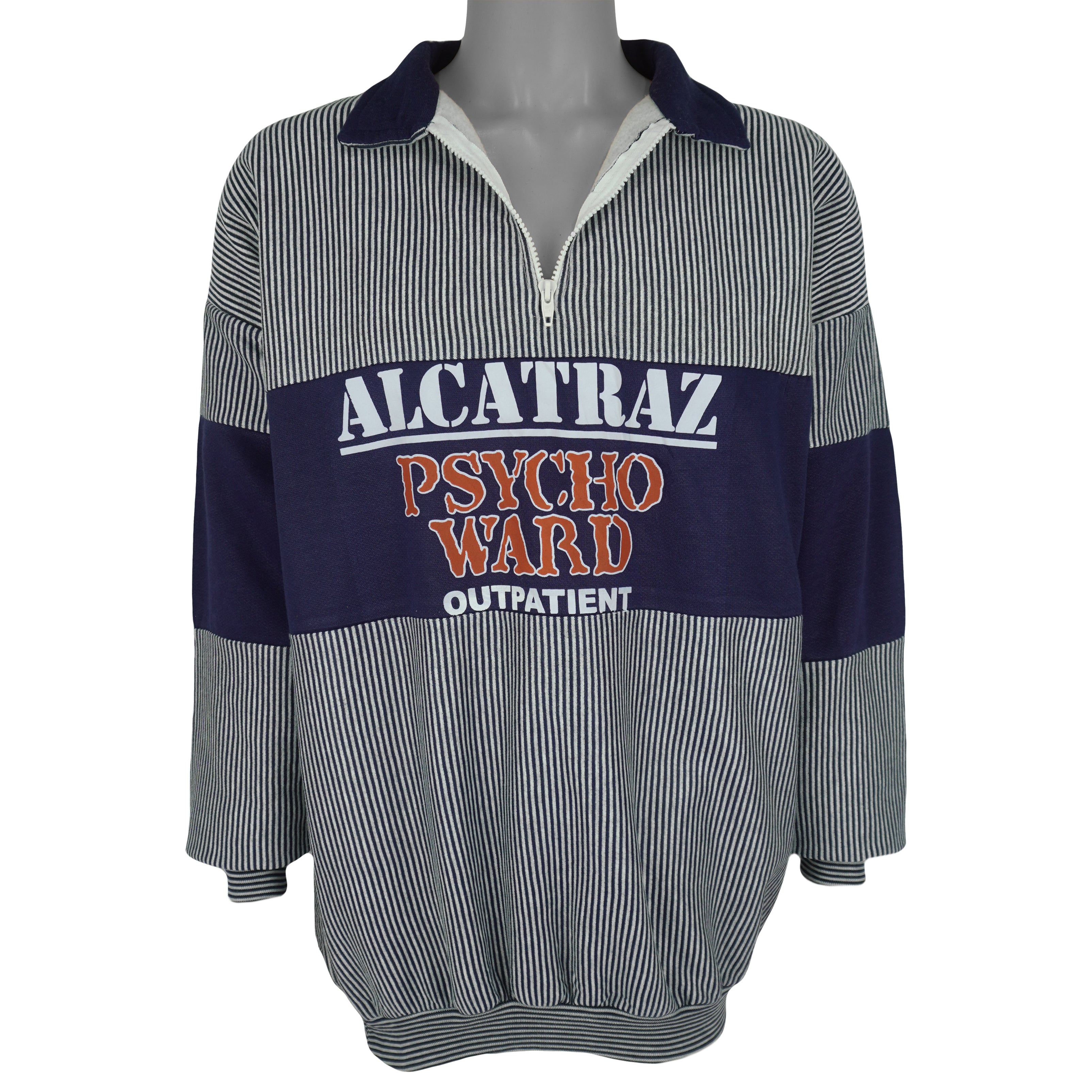 Vintage - Alcatraz Psycho Ward Outpatient 1/4 Zip Sweatshirt 1990s X-Large Vintage Retro