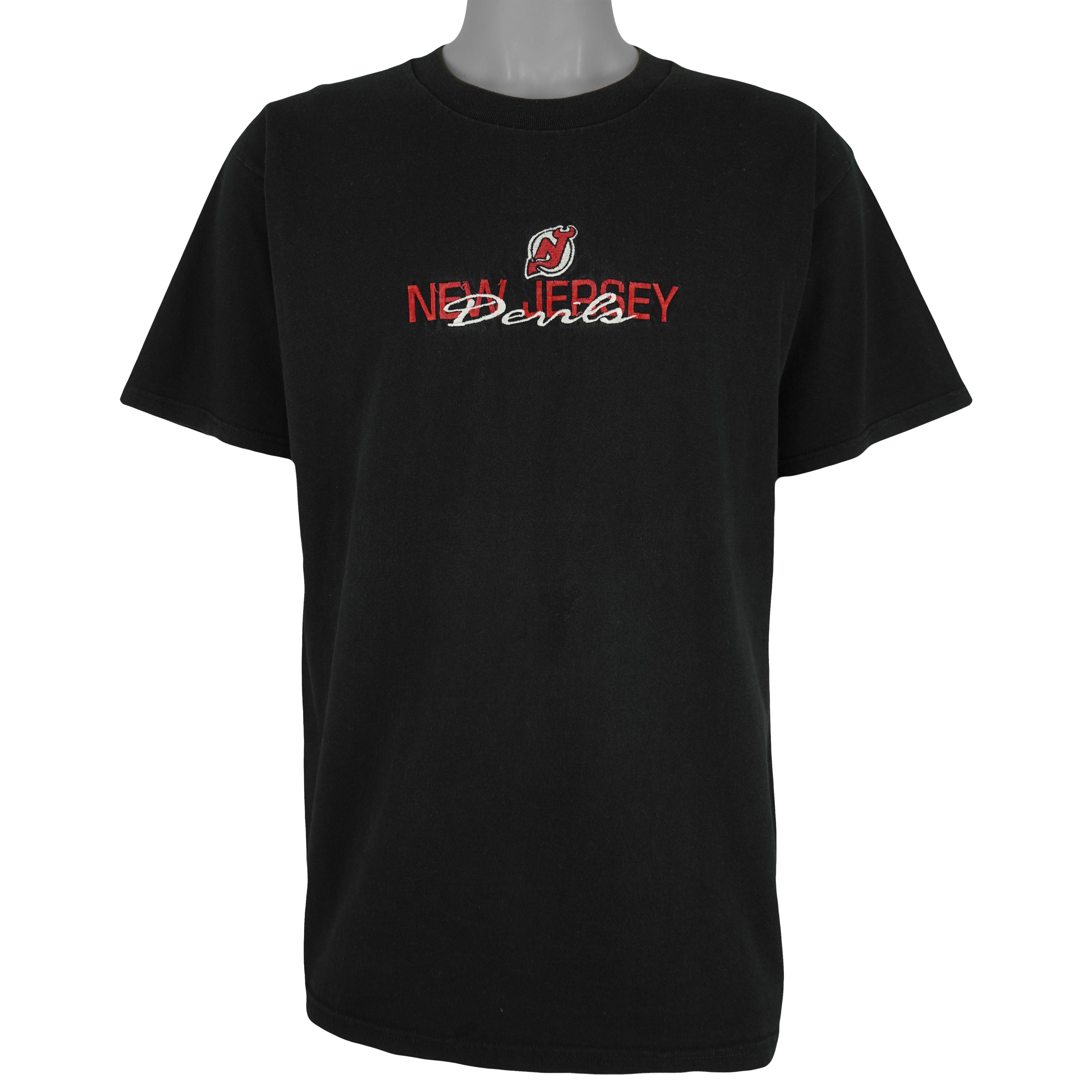 NHL (Lee) - New Jersey Devils Embroidered T-Shirt 1990s Large Vintage Retro Hockey