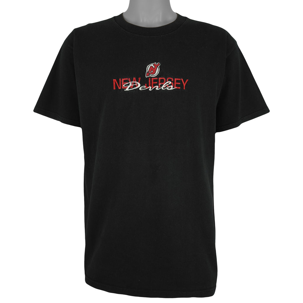 NHL (Lee) - New Jersey Devils Embroidered T-Shirt 1990s Large Vintage Retro Hockey