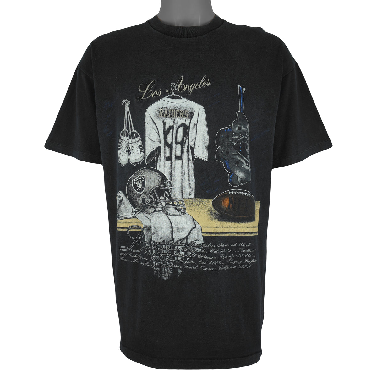 Vintage NFL (Nutmeg) - Los Angeles Raiders Locker Room T-Shirt 1990s X-Large in black