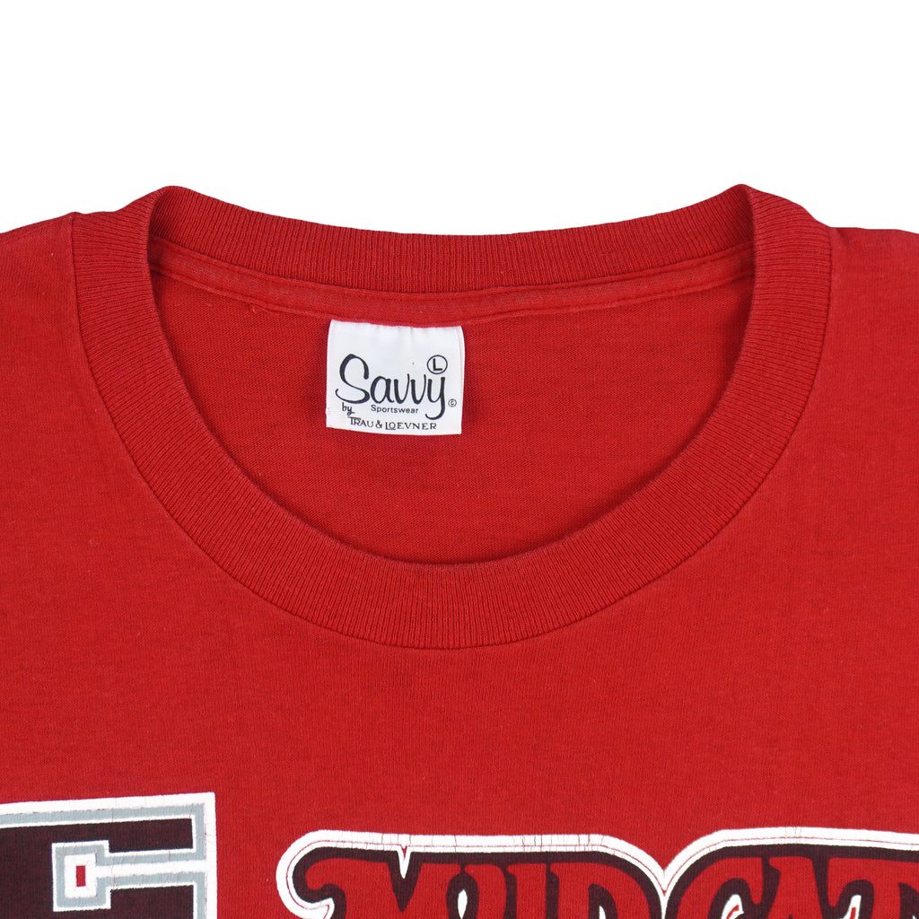 MLB (Savvy) - Carolina Mudcats Spell-Out T-Shirt 1993 Large Vintage Retro Baseball