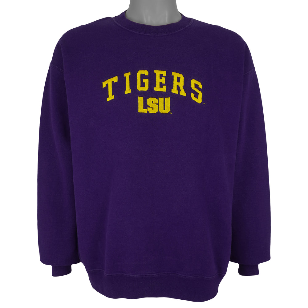 NCAA (AS Sport) - LSU Tigers Embroidered Crew Neck Sweatshirt 1990s Large Vintage Retro
