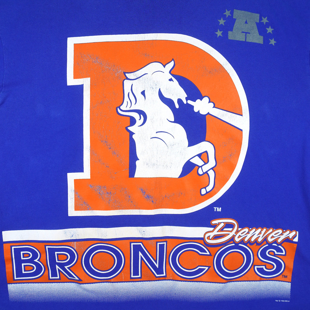 NFL (Salem) - Denver Broncos Big Spell-Out T-Shirt 1994 X-Large Vintage Retro Football