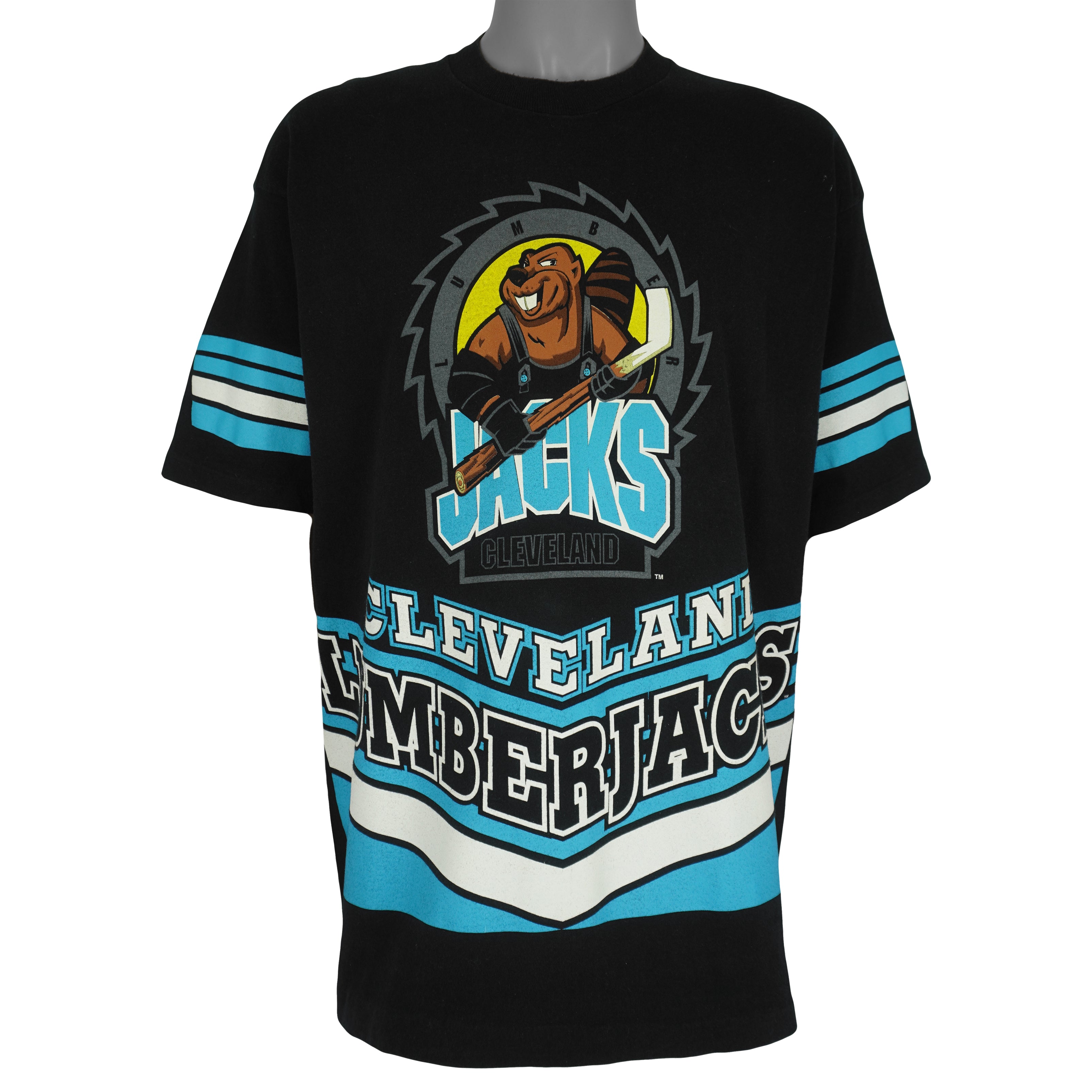 NHL (Salem) - AHL Cleveland Lumberjacks Single Stitch T-Shirt 1990s X-Large Vintage Retro Hockey