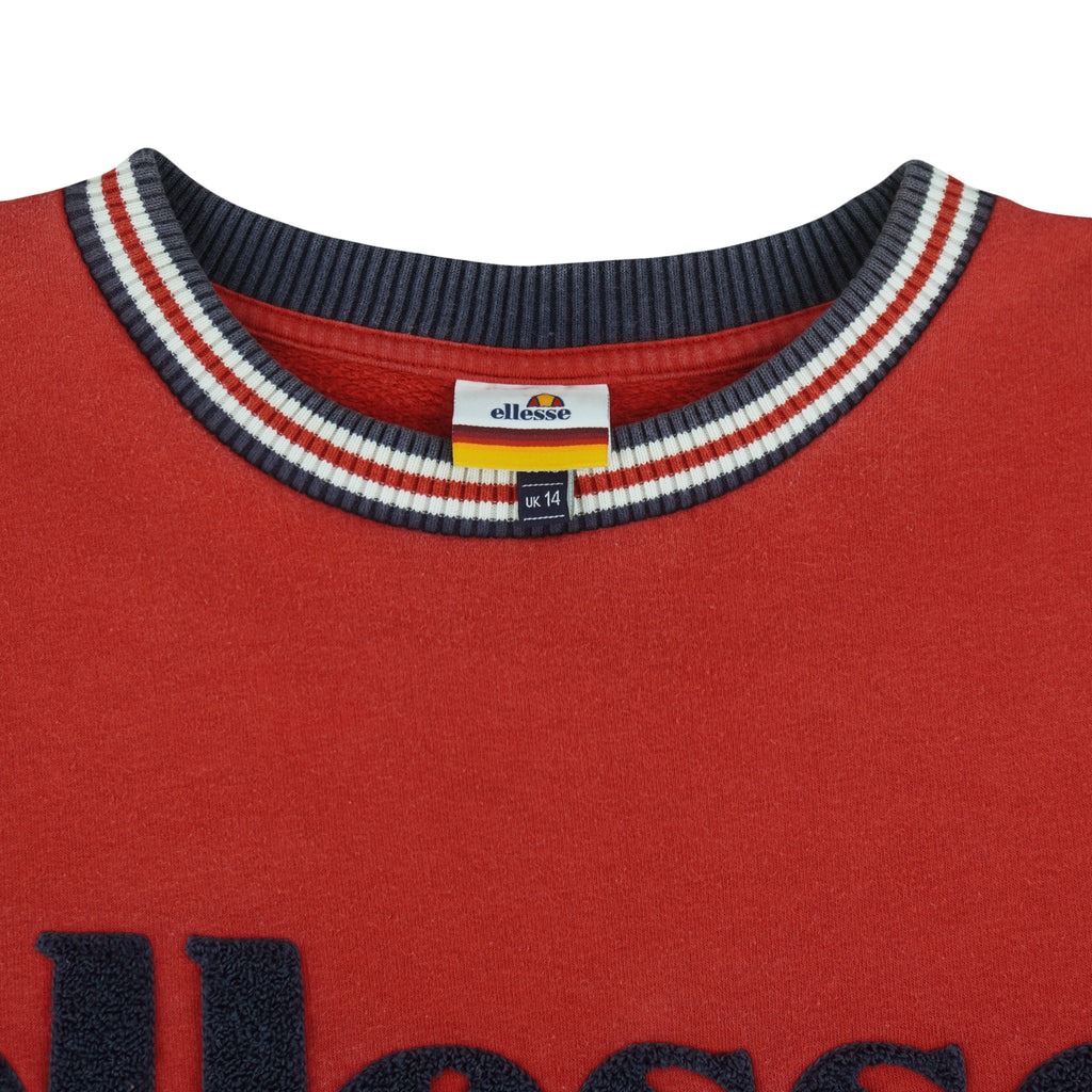 Ellesse - Red Spell-Out Crew Neck Sweatshirt 1990s X-Large Vintage Retro