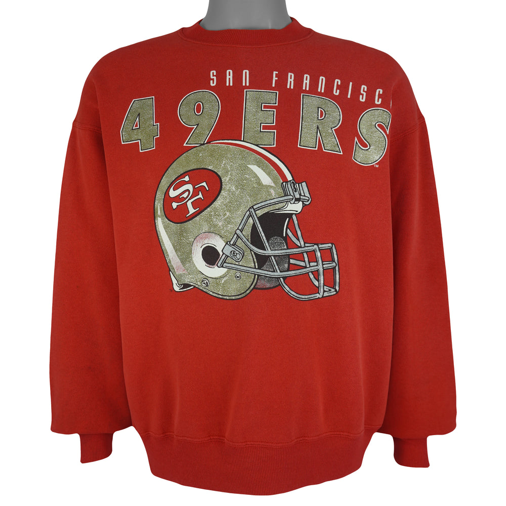 NFL (Hanes) - San Francisco 49ers Helmet Crew Neck Sweatshirt 1990s X-Large Vintage Retro Football