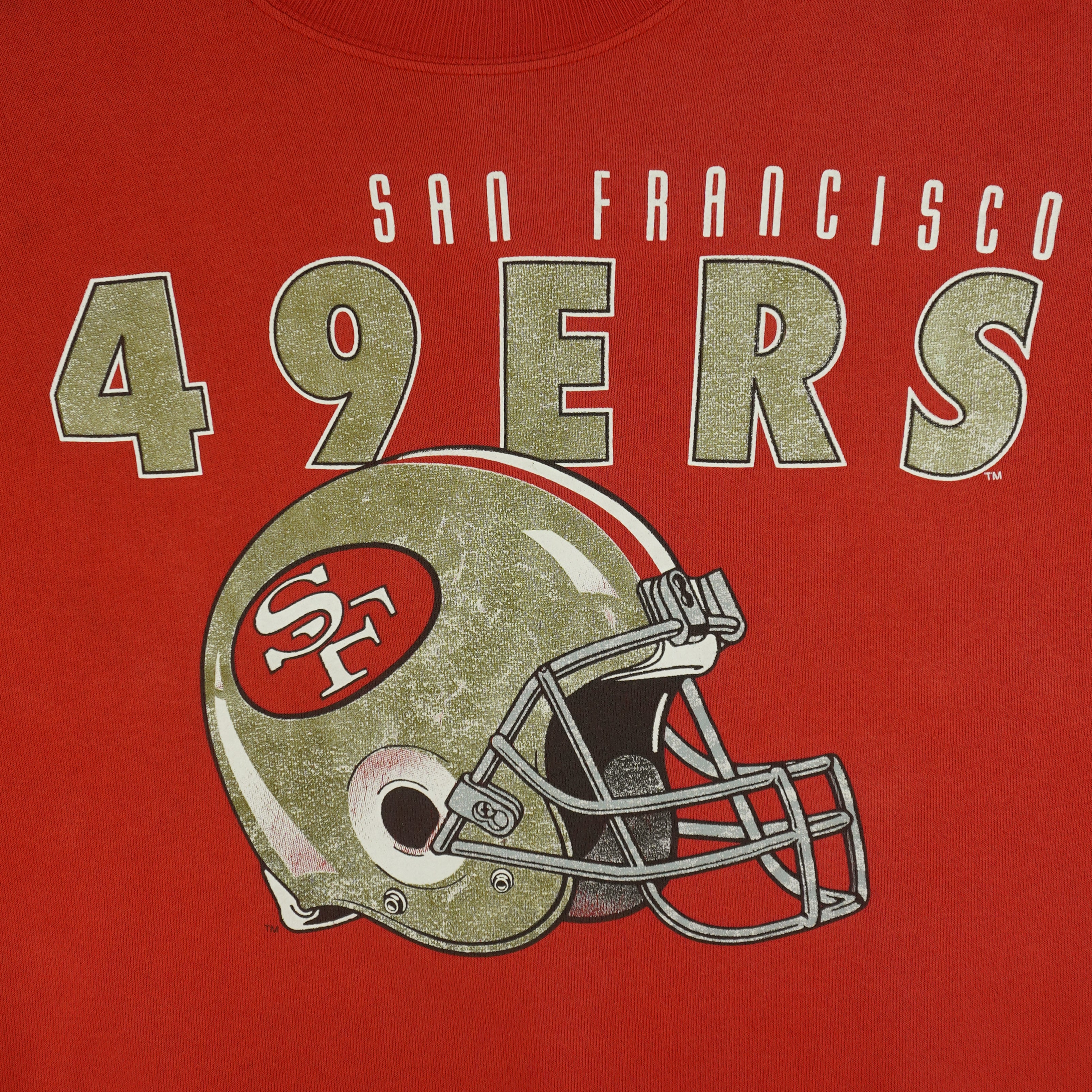 NFL (Hanes) - San Francisco 49ers Helmet Crew Neck Sweatshirt 1990s X-Large Vintage Retro Football