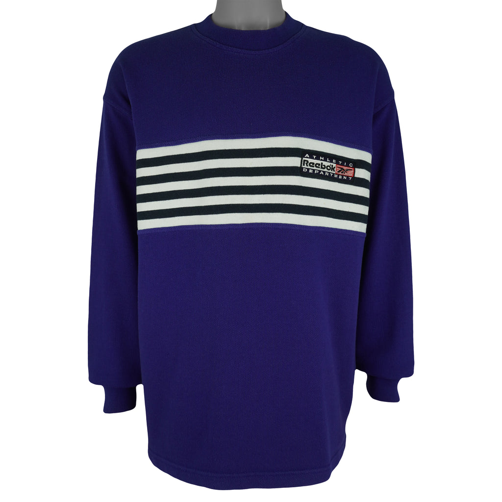 Reebok - Purple Embroidered Sweatshirt 1990s Large Vintage Retro