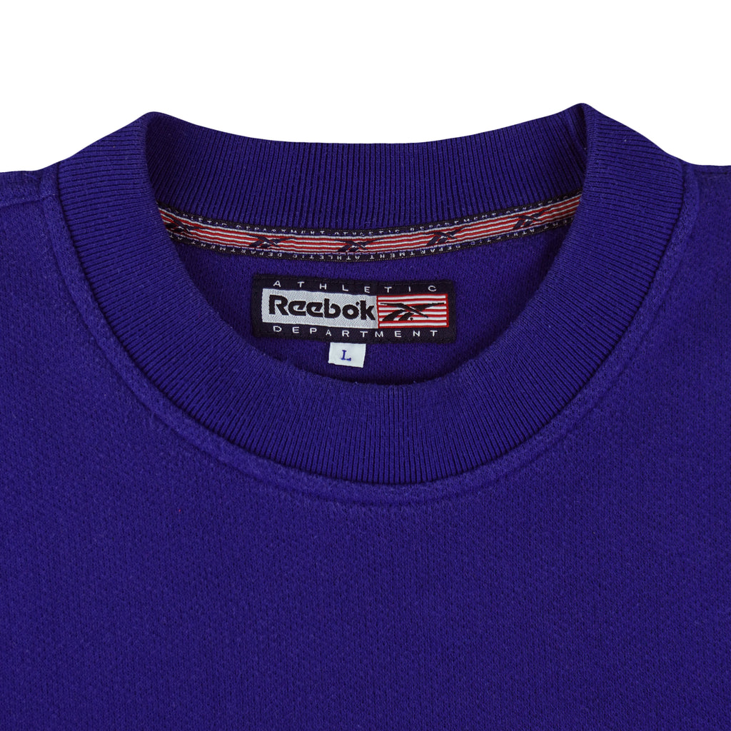 Reebok - Purple Embroidered Sweatshirt 1990s Large Vintage Retro