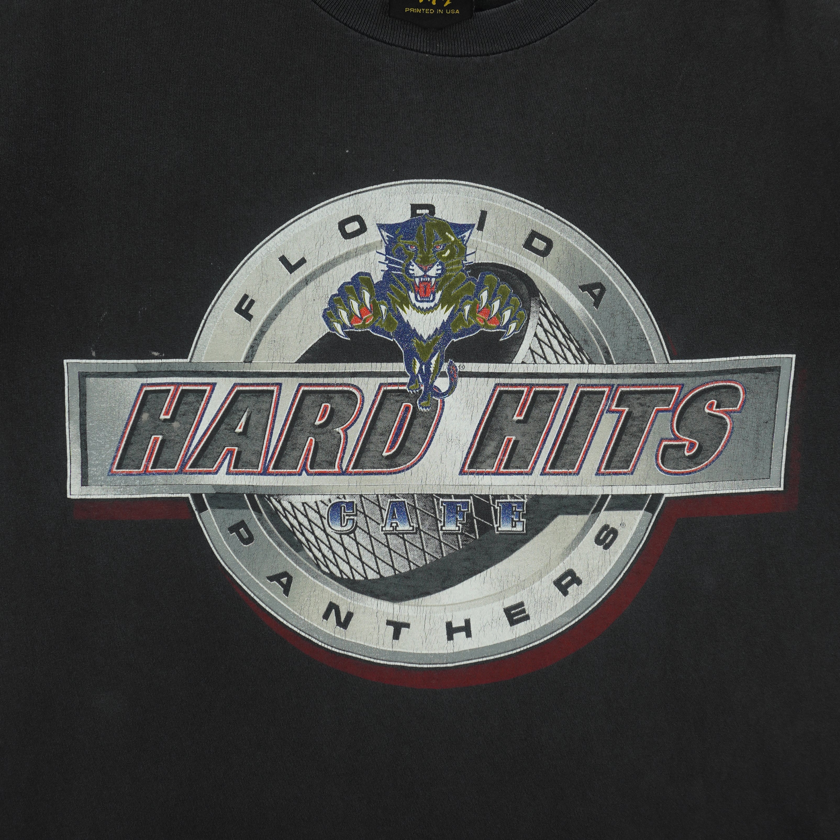 NHL - Florida Panthers Hard Hits Cafe Single Stitch T-Shirt 1990s Medium Vintage Retro Hockey