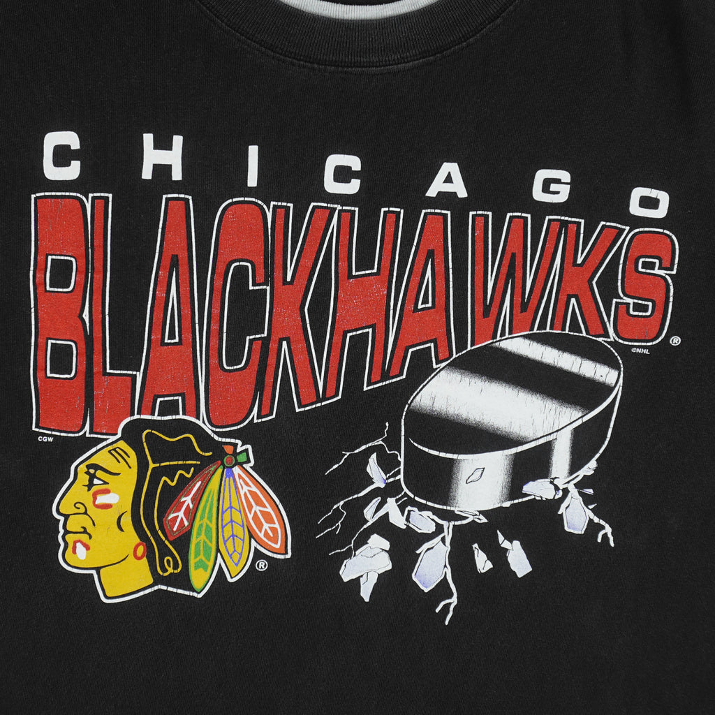 NHL (CGW) - Chicago Blackhawks Roll Up Sleeves 1990s Large Vintage Retro Hockey
