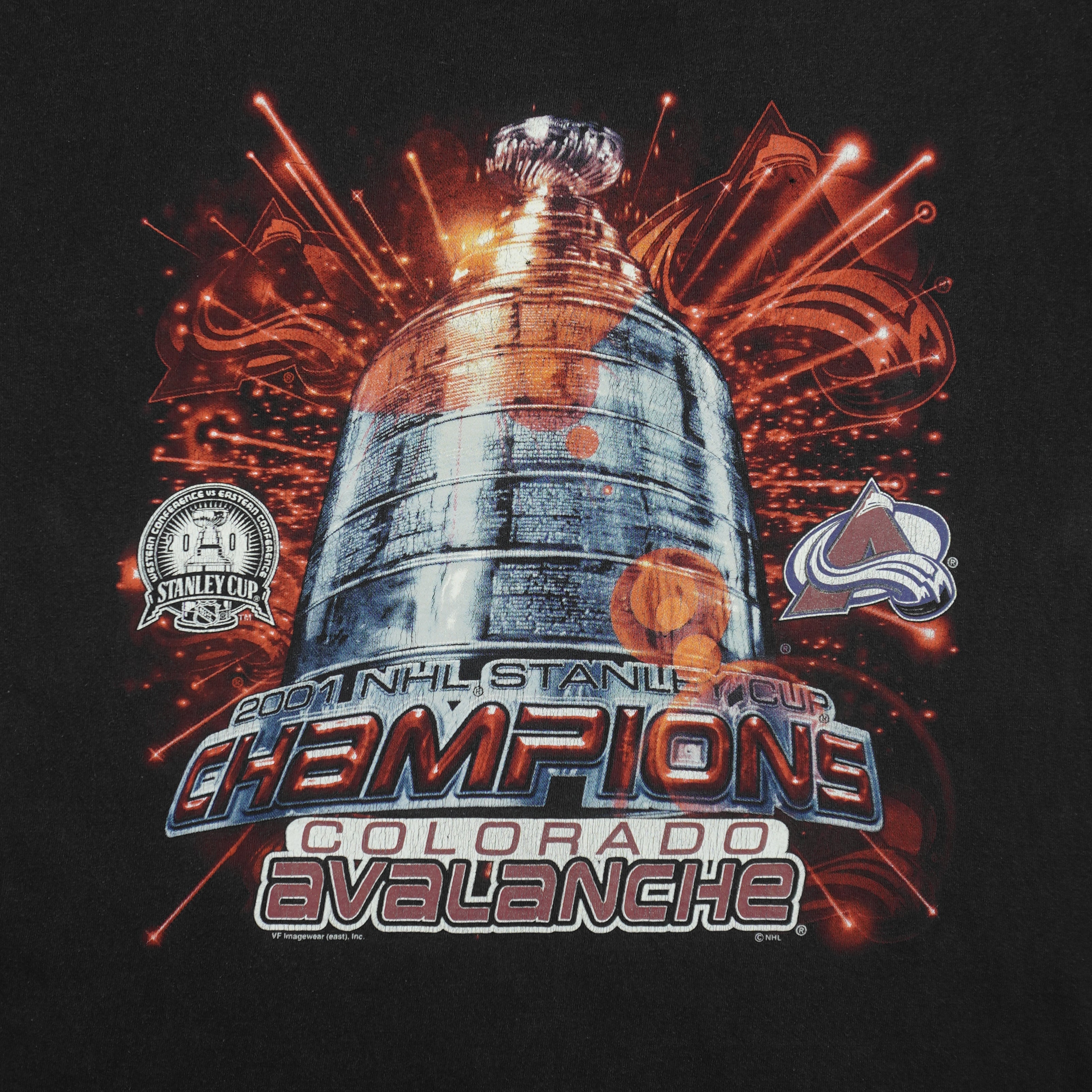 NHL (Delta) - Colorado Avalanche Stanley Cup T-Shirt 2001 Medium Vintage Retro Hockey