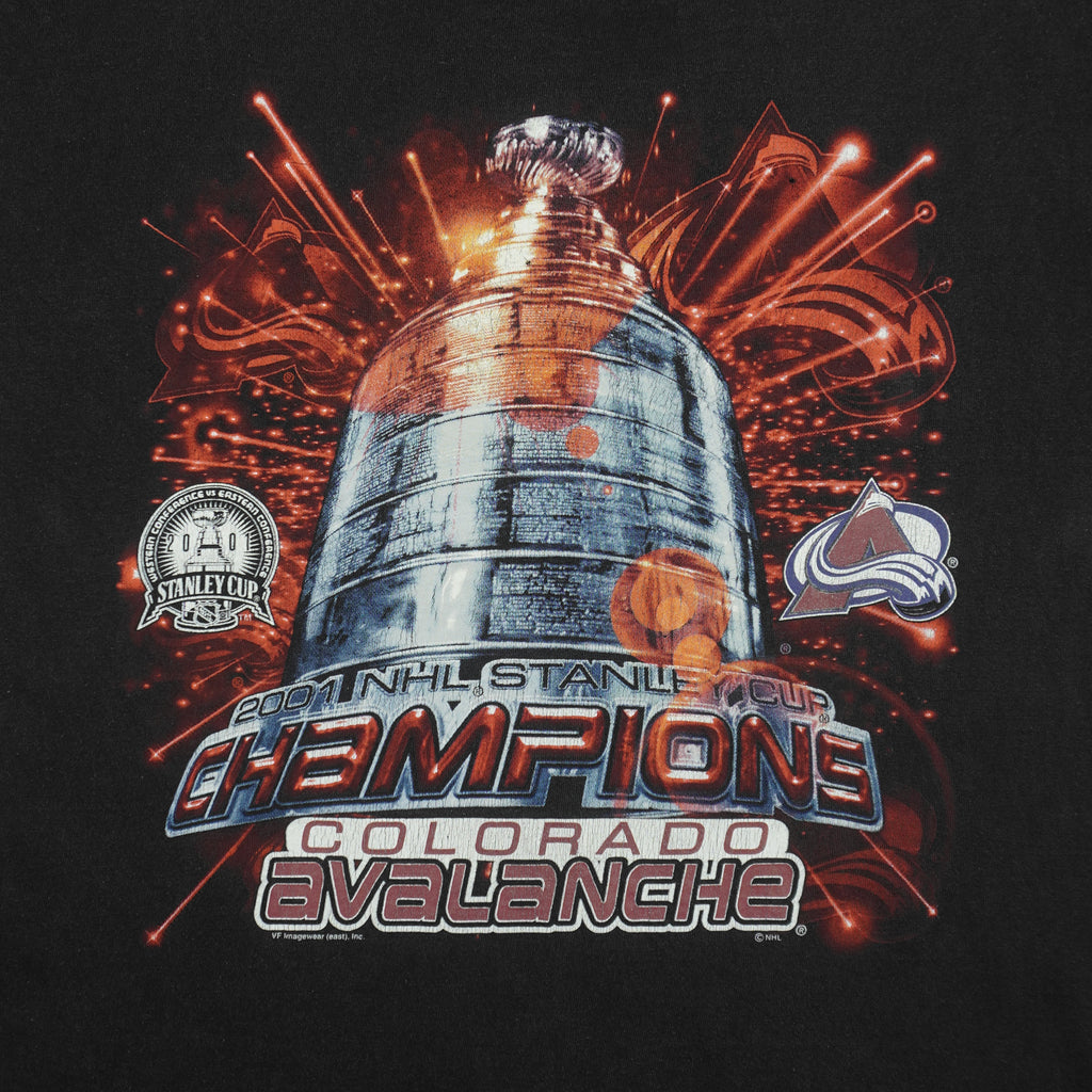 NHL (Delta) - Colorado Avalanche Stanley Cup T-Shirt 2001 Medium Vintage Retro Hockey