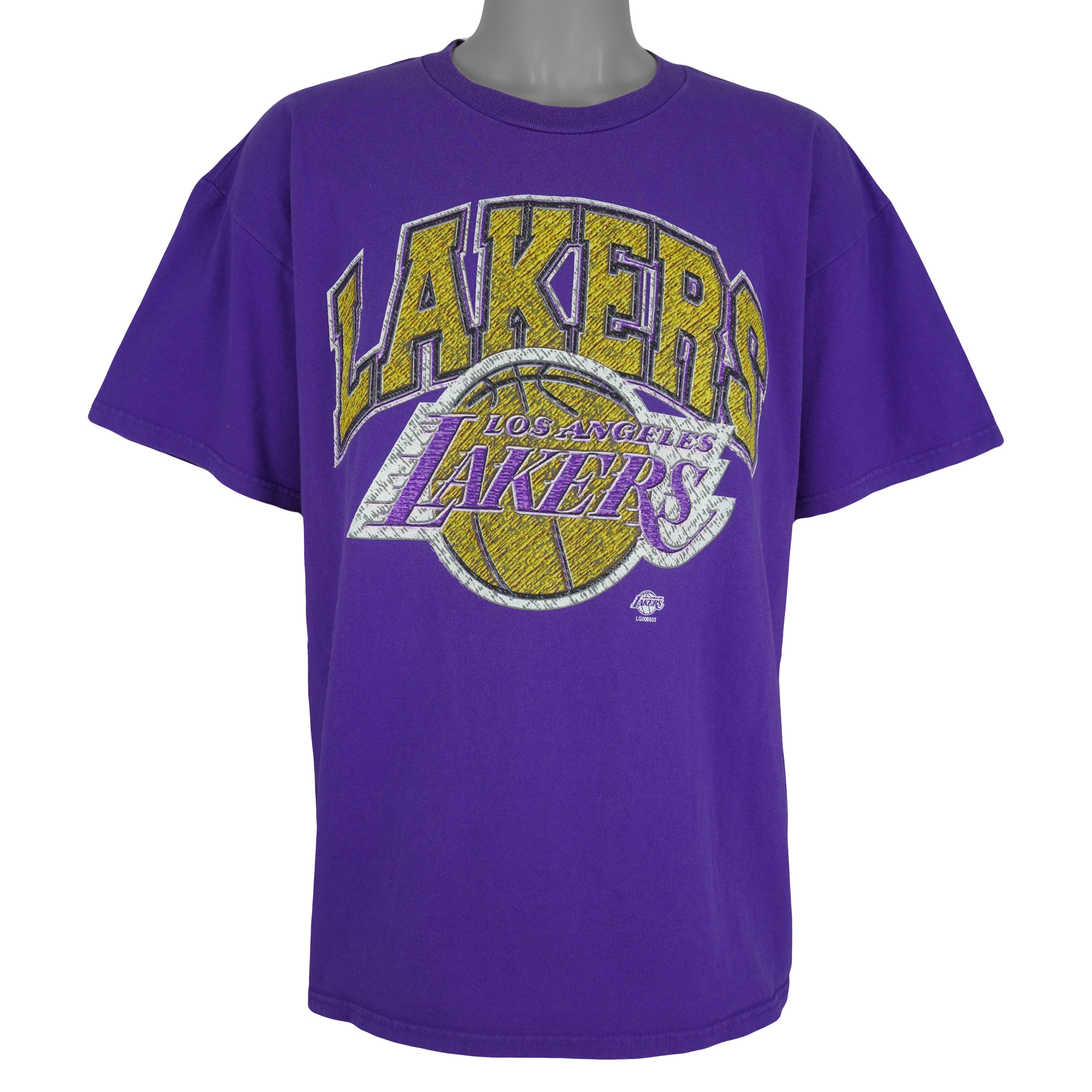 NBA (Logo Athletic) - Los Angeles Lakers T-Shirt 1990s X-Large Vintage Retro Basketball