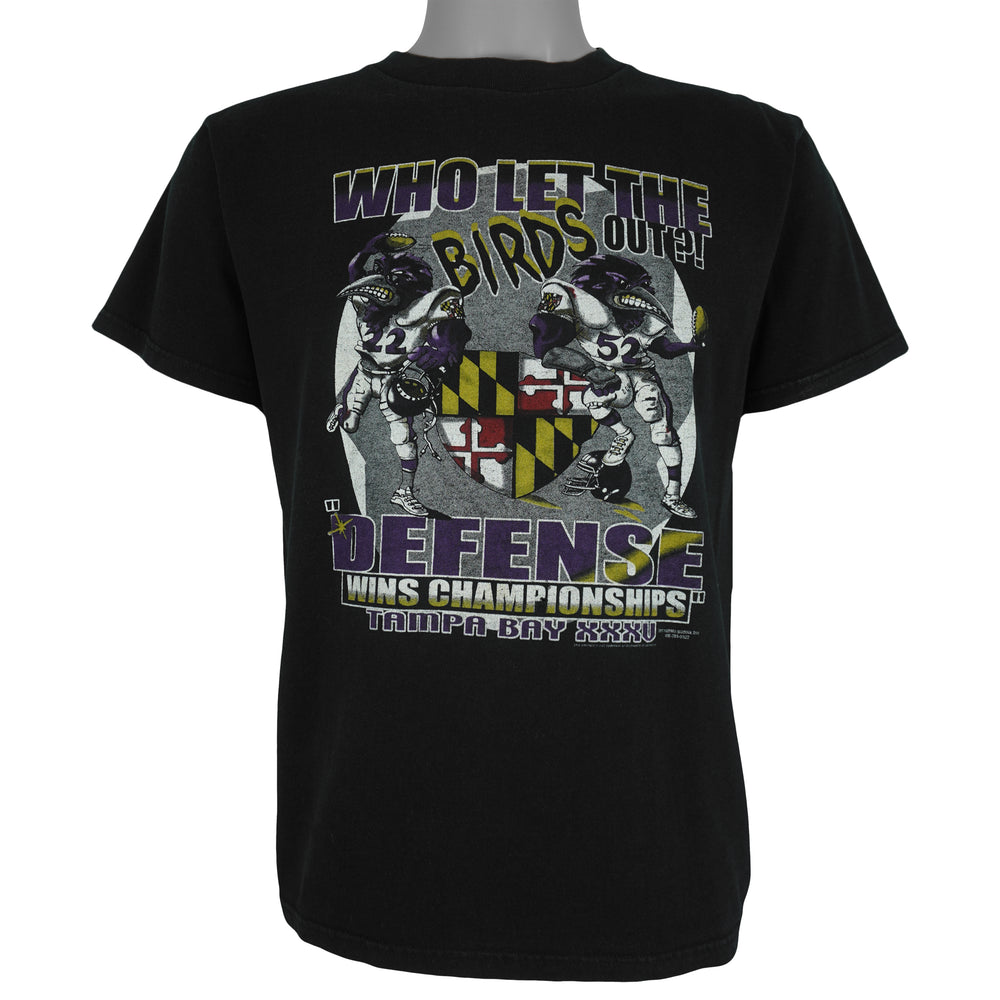 NFL - Baltimore Ravens Who Let The Birds Out T-Shirt 1990s Medium Vintage Retro Football