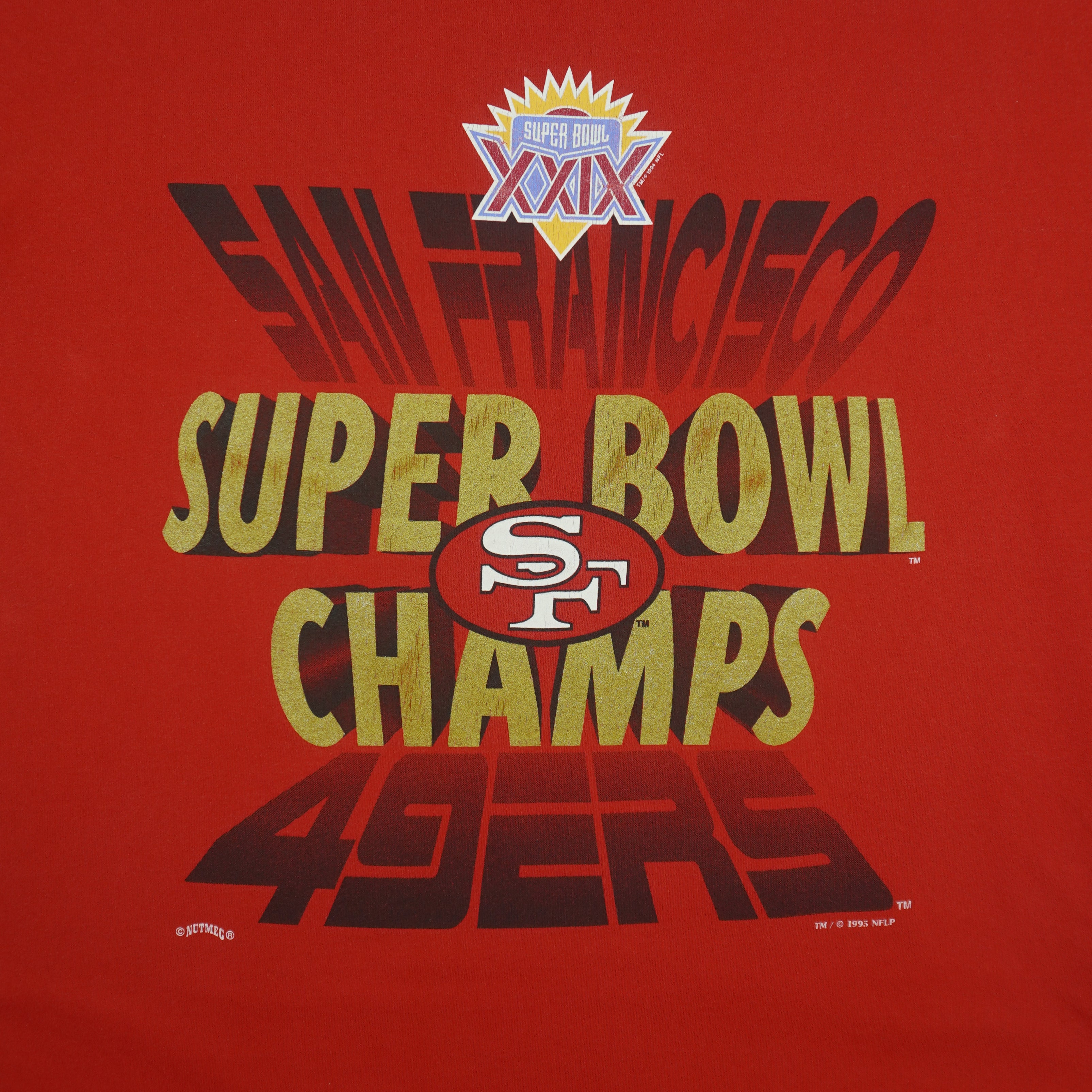 NFL (Nutmeg) - San Francisco 49ers Super Bowl Champs T-Shirt 1995 X-Large Vintage Retro Football