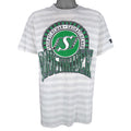 CFL (Woody Sports) - Saskatchewan Roughriders Pinstripe T-Shirt 1991 X-Large Vintage Retro Football