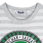 CFL (Woody Sports) - Saskatchewan Roughriders Pinstripe T-Shirt 1991 X-Large Vintage Retro Football