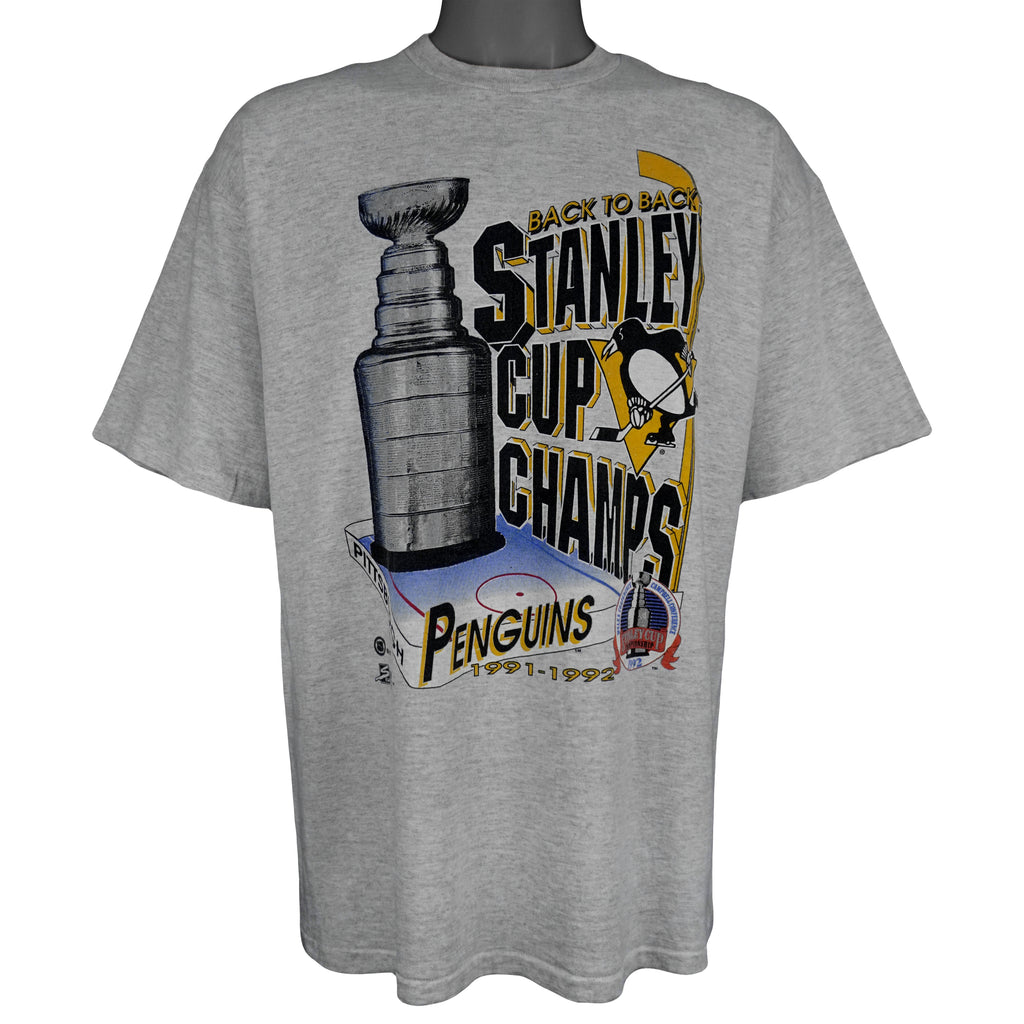 NHL (Salem) - Pittsburgh Penguins Stanley Cup Championship T-Shirt 1992 X-Large Vintage Retro Hockey