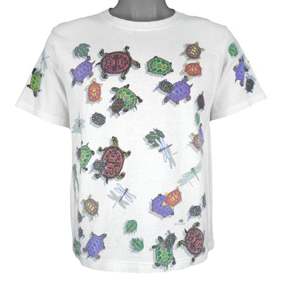 Vintage (Harborside) - Turtle & Dragonfly Animals Print T-Shirt 1990s Large