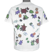 Vintage (Harborside) - Turtle & Dragonfly Animals Print T-Shirt 1990s Large Vintage Retro