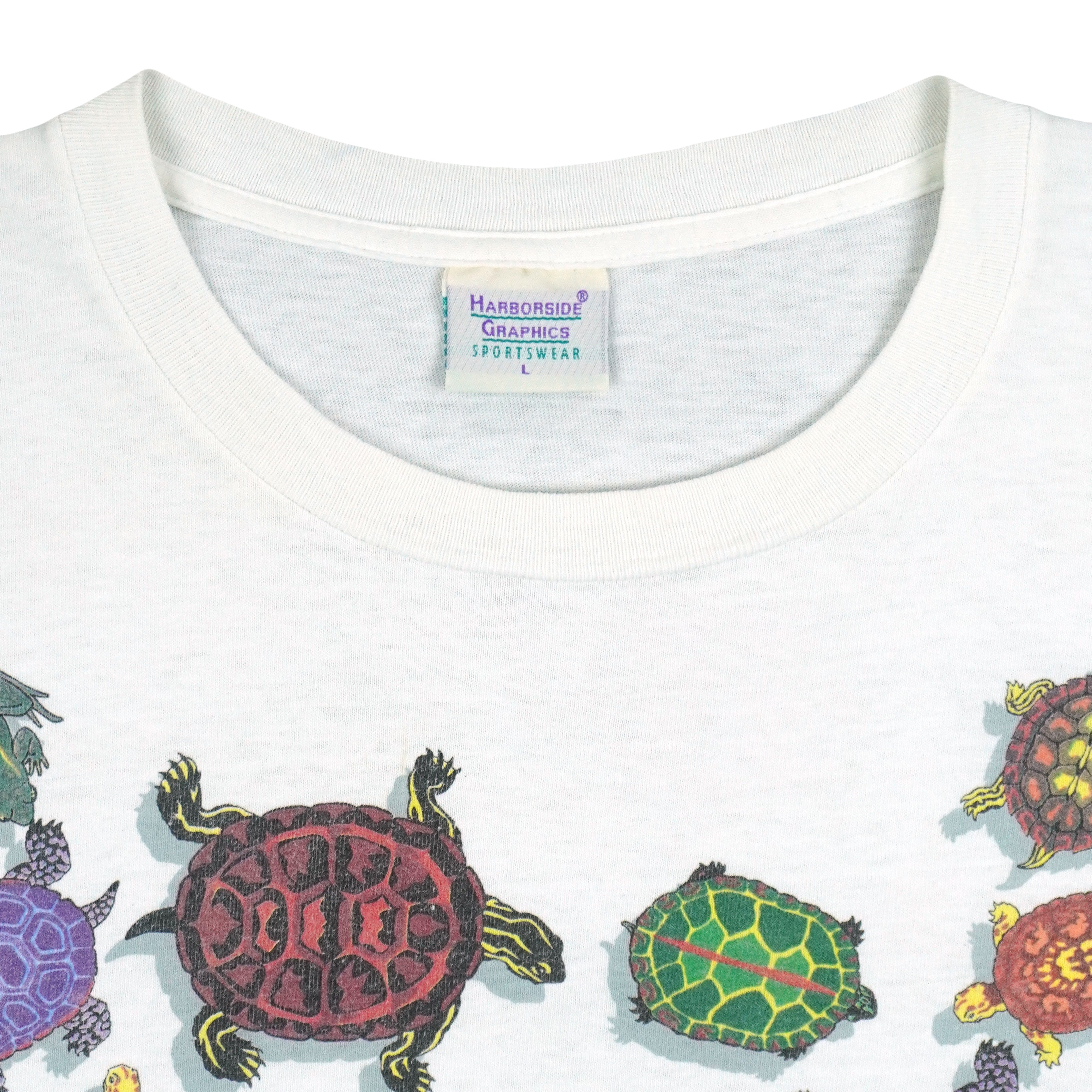 Vintage (Harborside) - Turtle & Dragonfly Animals Print T-Shirt 1990s Large Vintage Retro